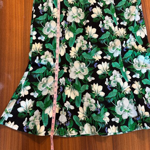 Anthropologie Cecily Green Floral Fit & Flare Retro Pin-up Wiggle Dress, XL NWT - Picture 9 of 9